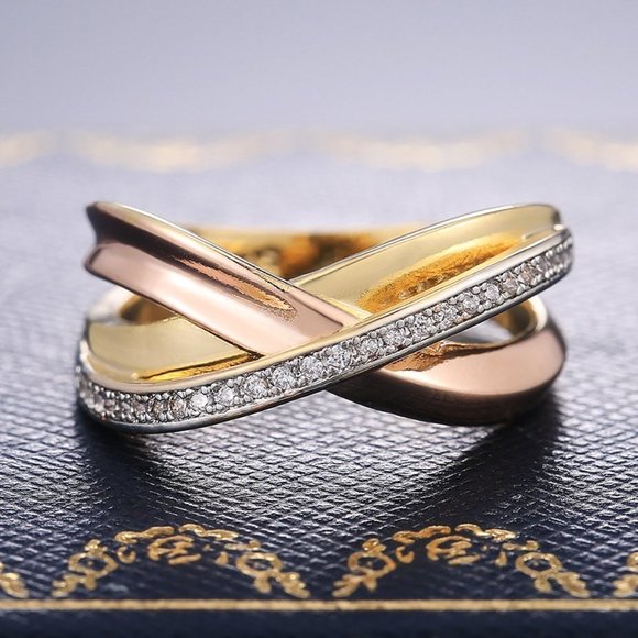 💎Ingenious Cross Shiny Zircon Pave Trendy Stackable Rings for Women,PD475 - Picture 2 of 6